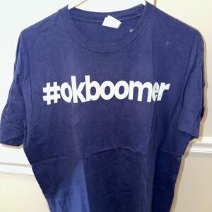 Navy Blue #okboomer T-Shirt Size L